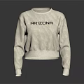 Beige Long Sleeve Cropped Sweater With ARIZONA Lettering Design For Casual Wear
