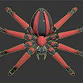 Red And Black Mechanical Spider With Multiple Legs And Robotic Design 3d model