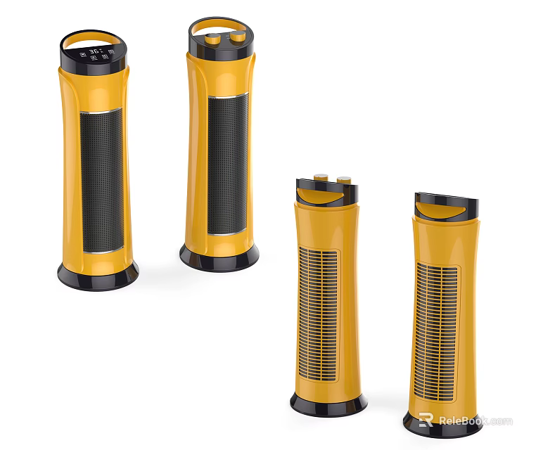 Yellow Tower Appliances With Modern Design And Black Accents For Home Use 3d model 