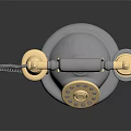 Vintage Classic Telephone With Gold And Silver Metal Rotary Dial Retro Design