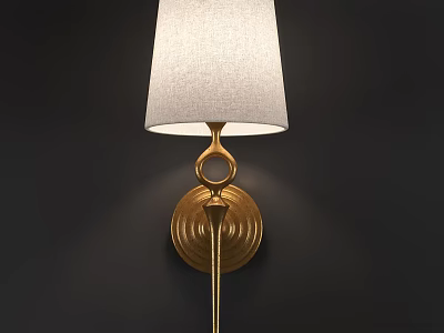 Elegant Modern Wall Lamp With White Fabric Shade And Golden Metal Circular Base 3d model