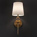 Elegant Modern Wall Lamp With White Fabric Shade And Golden Metal Circular Base