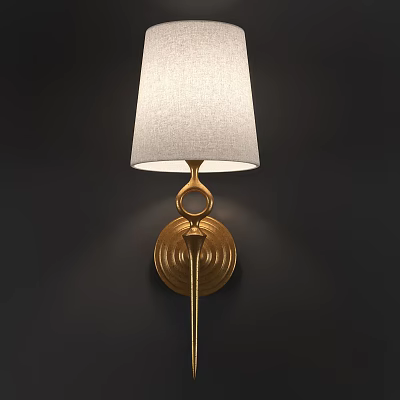 Elegant Modern Wall Lamp With White Fabric Shade And Golden Metal Circular Base 3d model