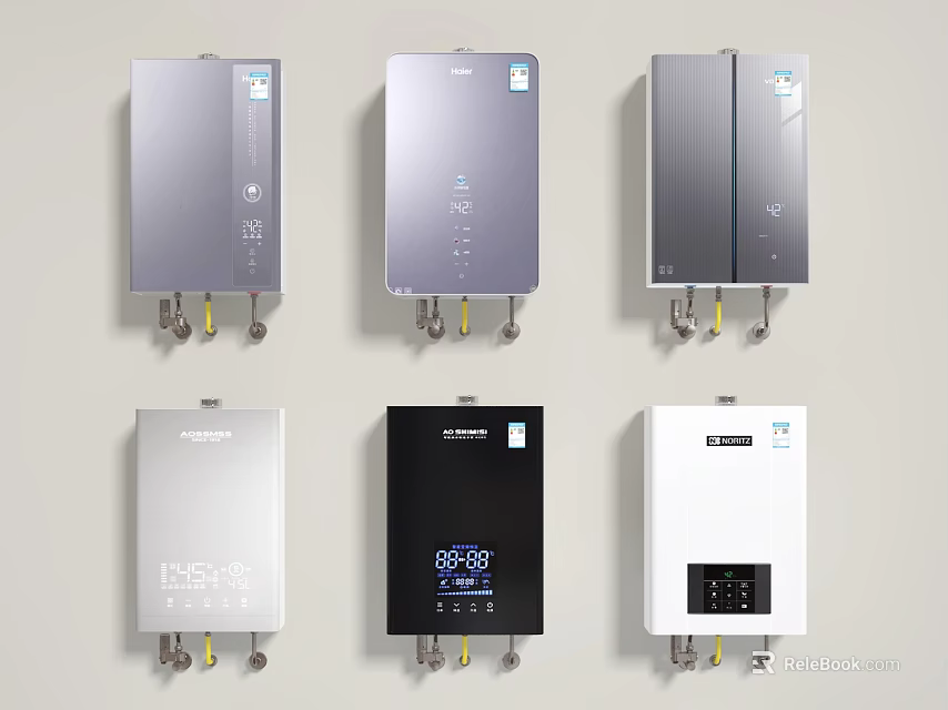 Modern Wall Mounted Water Heaters With Various Designs And Colors For Home Use 3d model 