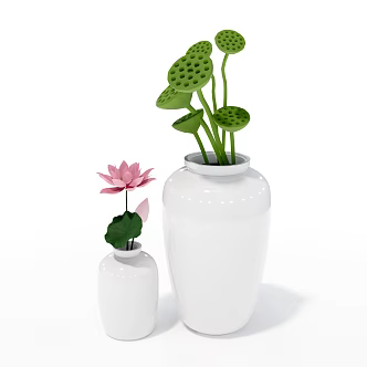 Modern vase lotus ornaments 3d model