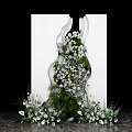 Modern Beautiful White and Green Simple Small Scenery 3d model