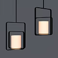 Modern Square Design Pendant Lights With Black Frame And White Light 3d model