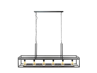 Retro Rectangular Restaurant Chandelier Creative Personality Bar Industrial Style Iron Dining Table Front Desk Bar Lighting 3d model