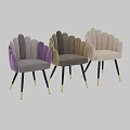 Luxury Velvet Shell Shaped Stool With Black And Gold Metal Legs
