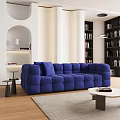 Modern Living Room Blue Modular Sectional Sofa With Bookshelves Side Table And Rug