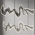 Modern Abstract Curved Chandeliers With Metal Frames And LED Lighting For Interior Design