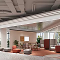 Modern Office Open Space Design With Comfortable Sofa Tables And Green Plants