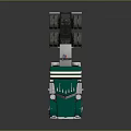Green Military Truck With Dual Exhaust Pipes Striped Design And Chrome Details