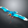 Blue Bird With Spread White Edged Wings Orange Beak And Red Feet On Dark Background