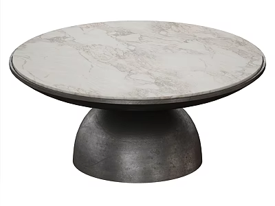 Modern Round Coffee Table Featuring Marble Top And Metal Pedestal Base 3d model