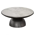 Modern Round Coffee Table Featuring Marble Top And Metal Pedestal Base