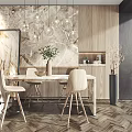 Nordic Dining Table and Chair Combination Bar Table and Chair Combination 3d model