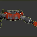 Futuristic Red Mechanical Robot With Silver Arms Legs And Metallic Body Standing Pose