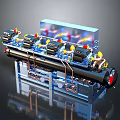 Tire Manufacturing Industrial Equipment With Black Cylindrical Parts Blue Panels And Copper Tubes