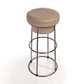 Modern Leisure Bar Stool With Round Fabric Cushion And Metal Frame