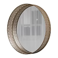 Elegant Round Wall Mirror With Intricate Metal Frame Cutout Design 3d model