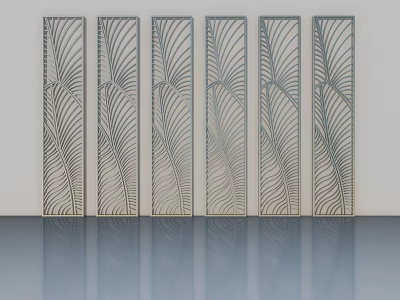 Decorative Swing Doors With Intricate Leaf Pattern Design For Modern Interior 3d model