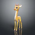 Cute Yellow Giraffe Toy With Orange Spots Red Eyes And Pink Horns