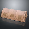 Sturdy Brown Outdoor Tent Furniture Featuring Three Connected Sections Square Patches And Support Poles
