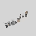 Assorted Small Decorative Objects Including Bottles Boxes And Brushes On White Background