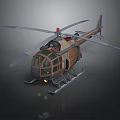 3D Helicopter Model Detailed Rendered Design With Main Rotors Cockpit And Landing Gear