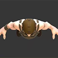 3D Cartoon Character Wearing Brown Overalls Cap Big Ears And Headphones