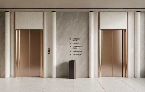 Elevator hall elevator door 3d model