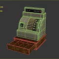 Vintage Commercial Cash Register With Wooden Drawer Mechanical Keyboard And Display Screen