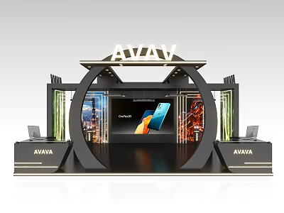 AVAVA Exhibition Booth Design With Modern Structure And Smartphone Display Screen 3d model
