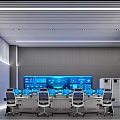 Modern Control Room Interior With Multiple Monitoring Screens Workstations And Server Racks