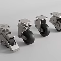 Heavy Duty Metal Caster Wheels With Black Rubber Tires And Locking Brakes