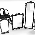 Vintage Ornate Black Decorative Mirrors And Vanity Table For Home Living