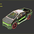 Futuristic 3D Car Model With Geometric Design Sleek Exterior And Transparent Windows