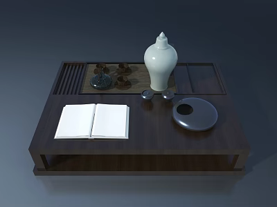 Interior Swing Door With Wooden Coffee Table Book And White Vase 3d model