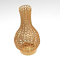 Golden Intricate Hollow Vase Decorative Ornaments Set With Geometric Pattern Design