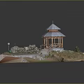 Ancient Architecture Featuring Traditional Pavilion With Stone Pathway And Natural Vegetation