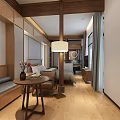 Modern Hallway Interior Design With Staircase Concrete Walls Wooden Door Lighting