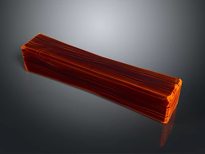Long Rectangular Wooden Block With Orange Color And Natural Wood Grain On Dark Background 3d model