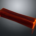 Long Rectangular Wooden Block With Orange Color And Natural Wood Grain On Dark Background