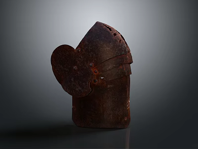 Ancient Rusted Metal Weapon Gauntlet With Holes And Straps Detail 3d model