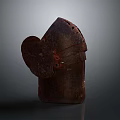 Ancient Rusted Metal Weapon Gauntlet With Holes And Straps Detail