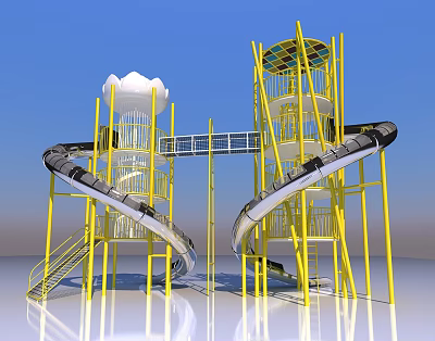 Modern slide amusement equipment net red climbing tower 3d model