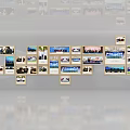Gallery Wall with Various Photos Showing Different Scenes and People Activities