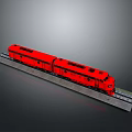 Red Train 3D Rendering on Tracks with Sleek Exterior and Detailed Design 3d model