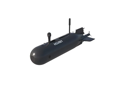 Black Military Submarine With KS301 Identifier And Antenna Structure Design 3d model